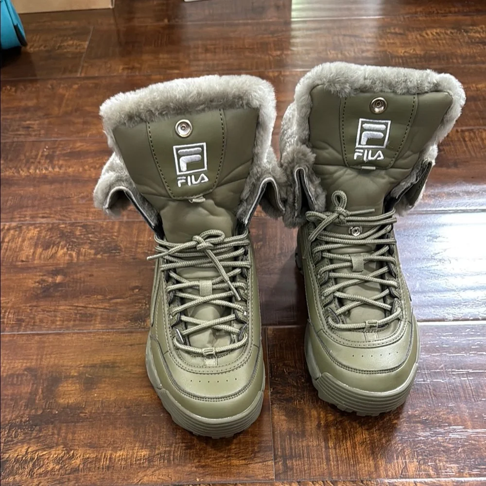 Fila Winter Boots w/Shearling Lining-Olive Green Women’s Size 5.5 3HM00558-300 - Picture 3 of 11